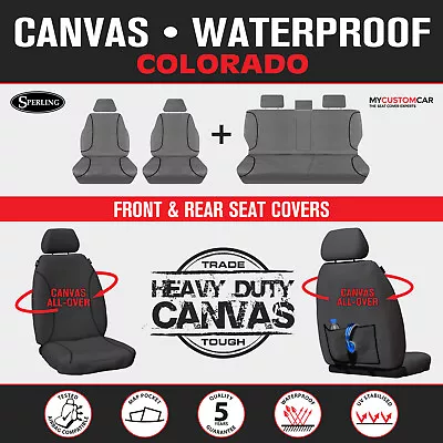 Holden Colorado RG Dual Cab 2012-2020 TRADIES Grey Canvas Custom Car Seat Covers • $309