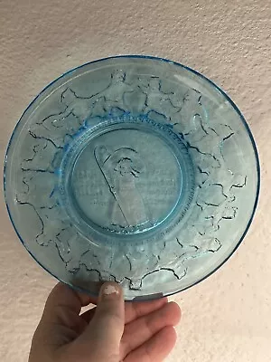 Little Bopeep Child's Plate Tiara Indiana Blue Glass 6 1/2  Nursery Rhyme VTG • $9.99