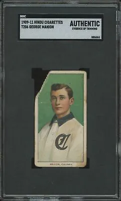 1909 T206 George Manion Poor Hindu Sl Insanely Rare Sgc A Columbia Gamecocks • $1440