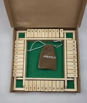 Amerous 4-Player Shut The Box Dice Game Classic 4 Sided Wooden Board • $14.99