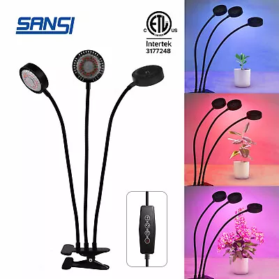 £19.99 • Buy SANSI 3 Head LED Grow Light Hydroponic Indoor Lamp UV Full Spectrum Plant Flower