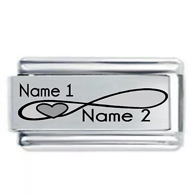 £6.40 • Buy Daisy Charm CUSTOM MADE 2 Names & Infinity Heart * Fits Italian Charm Bracelets