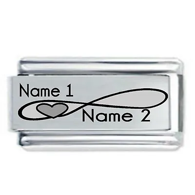 Daisy Charm CUSTOM MADE 2 Names & Infinity Heart * Fits Italian Charm Bracelets • £6.55