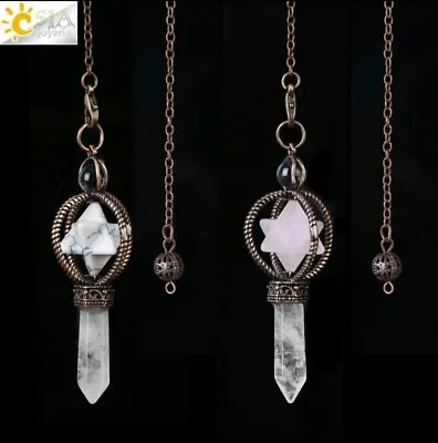 Péndulo De Cristal Para Adivinación Colgante De Piedra Natural De Merkaba • $23.99