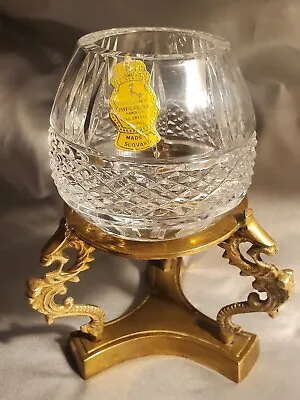 $14.99 • Buy 🎁 Imperlux Lead Crystal Candle Holder Bowl Brass 3 Dragon Base. Unique Design 