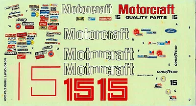 Nascar Decal #15 Motorcraft 1986 Ford Thunderbird Ricky Rudd- 1/24 Scale • $7.49