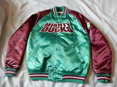 Anaheim Mitchell & Ness Mighty Ducks Jacket Unisex Medium Maroon Teal Colors • $49.99