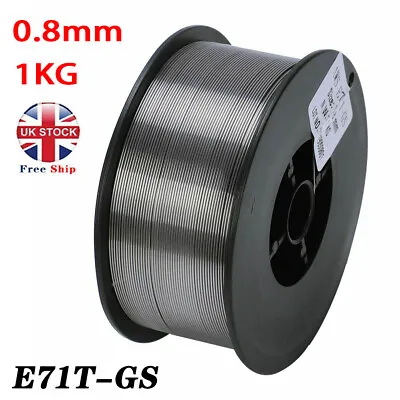 GASLESS MILD STEEL MIG WELDING WIRE REEL SPOOL FLUX CORE NO GAS E71T-GS 0.8mm • £8.80