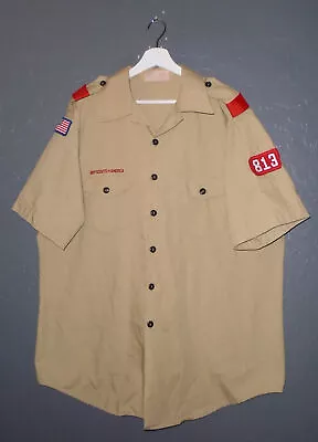 BOY SCOUTS Uniform Shirt BSA #813 Vintage USA Insignia Scout Mens XL • $9.99
