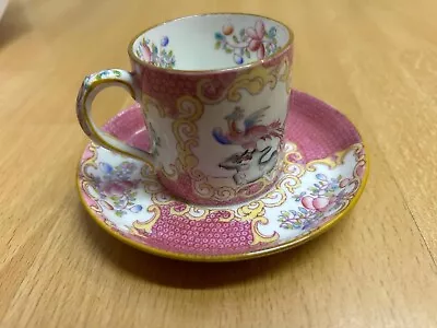 Pink Cockatrice Minton Miniature Coffee Cup And Saucer • £5