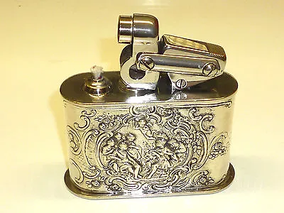 Kw (Karl Wieden) Semi-Automatic Table Lighter W.800 Silver Case & Relief - 1930 • $424.64