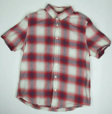 Plaid Shirt VTG 80s Big Box Magenta Shadow Plaid Shirt SS Sz M K Cobain Grunge • $41.18