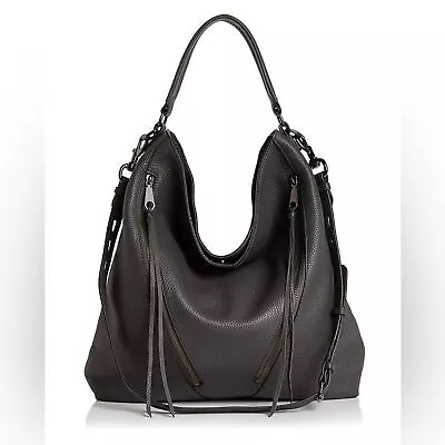 Rebecca Minkoff Moto Leather Hobo Bag In Black • $100