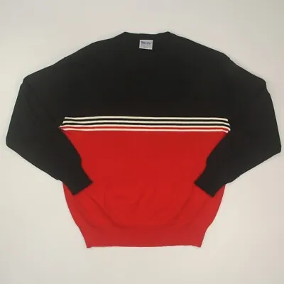 Meister Men's Wool Blend Sweater Size XL Color-block Striped Pullover VTG • $22.45