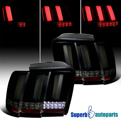 Fits 1999-2004 Ford Mustang Sequential LED Tail Lights Lamps Glossy Black Smoke • $189.98