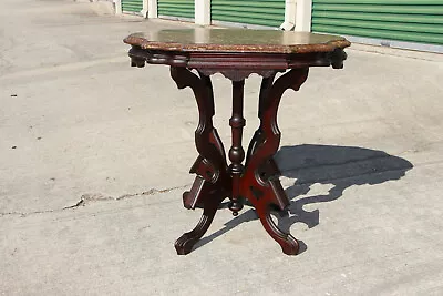 Unusual Fancy Walnut Victorian Turtle Shaped Painted Slate Top Table Ca.1870 • $355.50