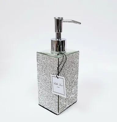 New Bella Lux Glass Mirror+4 Sided Crystalbathroom Soap Dispenser+silver Chrome • $92.25