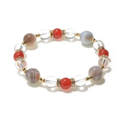 Women Vintage 14K Gold Natural Wealth Agate Crystal Beads Elastic Bracelet • $18.04