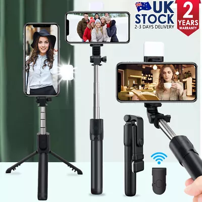Telescopic Selfie Stick Bluetooth Tripod Monopod Phone Holder For IPhone Samsung • £5.99