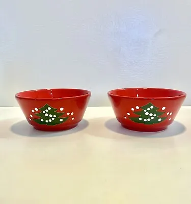 Set Of 2 Vintage Waechtersbach Germany Red Christmas Tree Soup Bowls. • $30