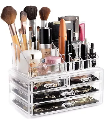 Acrylic Jewelry & Cosmetic Organizer 4 Drawers | 16 Compartments • $15