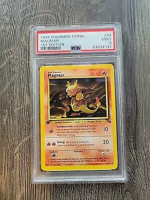 1999 Vintage Pokemon Cards Fossil 1st Edition Magmar 39/62 PSA 9 • $8