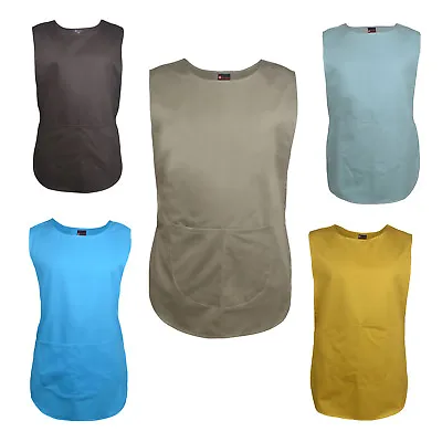 Tabard Aprons Cleaning Catering Tabard Overall Work Wear 2 Pockets Stub Buttons • £5.99