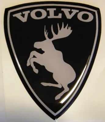 MAGNETIC 🧲 GENUINE Prancing Moose VOLVO 3” Gray On Black Poly Gel Dome Decal • $14.50