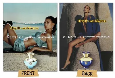 VERSACE Fragrance 2-Page Magazine PRINT AD 2021 HAILEY BIEBER Bella Hadid • $6