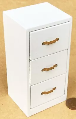 Dolls House Filing Cabinet White Painted Wooden Tumdee 1:12 Scale Miniature • $9.84