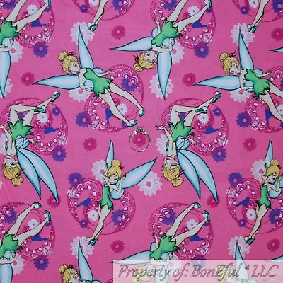 BonEful FABRIC FQ Cotton Quilt Pink Tinkerbell Disney Princess Fairy Girl Dress • $7.79