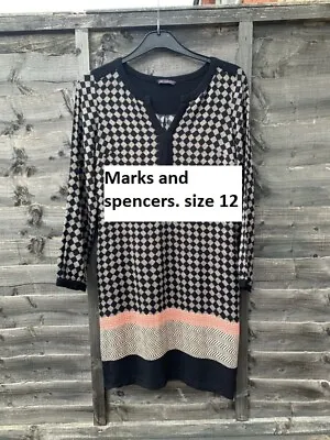 Marks And Spencer's Black Mix Ladies Dress. Size 12 • £1