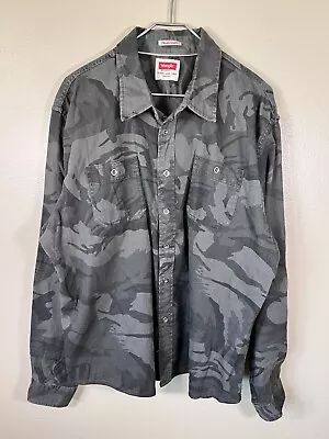 Wrangler Camo Button Up Mens Long Sleeve Shirt Size 2XL Gray Flex For Comfort • $14.99