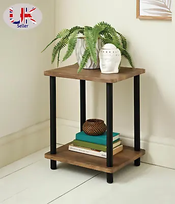 £21.99 • Buy Small Oak Sofa Side Table Coffee End Table 2 Tier Shelf Unit Living Room Bedroom