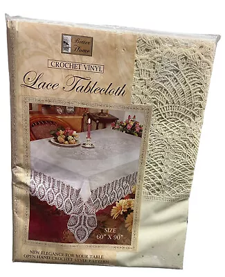 Better Home White Crochet Vinyl Lace Tablecloth 60  X 90  New In Package • $24.99