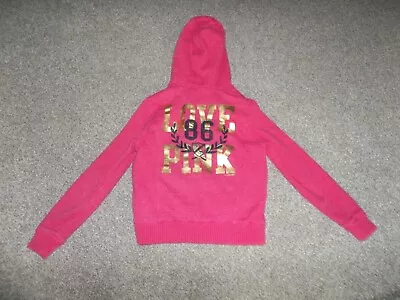 Victorias Secret Pink Faux Fur Sherpa Lined Pocket Hoodie Jacket Medium Hot Pink • $9.95