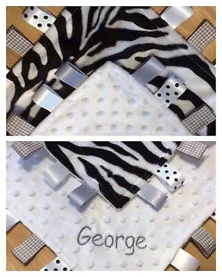 Zebra Print  Baby/toddler Taggy Blanket/comforter/gift **many Options** • £10.49