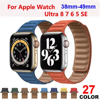 $7.69 • Buy Leather Link Band/Strap For Apple Watch ULTRA 8 7 SE 6 5 4 3 40/41/42/44/45/49mm
