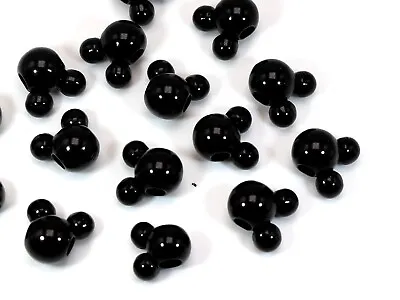 50pcs Black Color Acrylic Mouse Face Charm Beads 16mm With Large Hole 4mm Crafts • $3.32