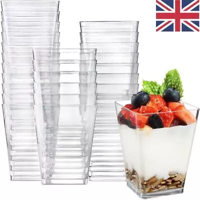 50pcs Dessert Cups Party Small Plastic Dessert Cups Disposable Ice Cream Cup • £9.74