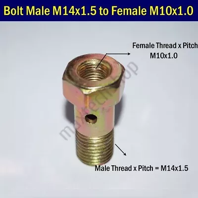 Banjo Bolt Male Thread M14x1.5 M14 To Female M10 M10x1.0 Port Hole Adapter Screw • $4.99