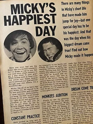 Micky Dolenz The Monkees Full Page Vintage Clipping • $1.99