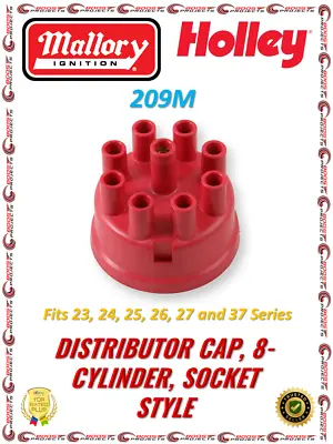 Mallory Red Distributor Cap 8-Cylinder Socket Style Fits 23 24 25 26 27 37 • $36.64
