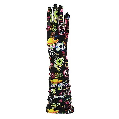 Zac's Alter Ego® Fancy Dress Long Day Of The Dead Sugar Skull Gloves • £7.69