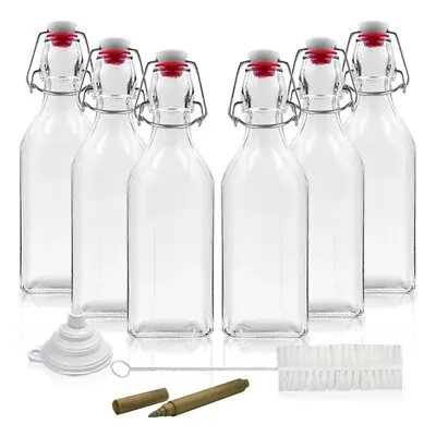 $21.99 • Buy Nevlers 8.5 Oz. Airtight Glass Swing Top Bottles + Accessories (Pack Of 6)