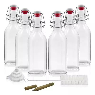 $21.99 • Buy Nevlers 8.5 Oz. Airtight Glass Swing Top Bottles + Accessories (Pack Of 6)