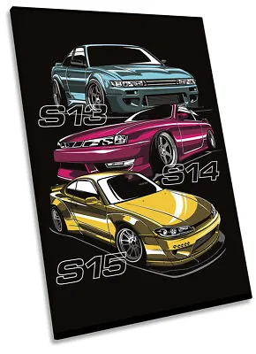 Nissan S Chassis Cars Picture CANVAS WALL ART Portrait Print Black • £24.99