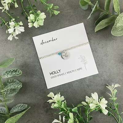 £6.95 • Buy Birth Flower & Birthstone Beaded Bracelet, Charm Bracelet, Gift For Her