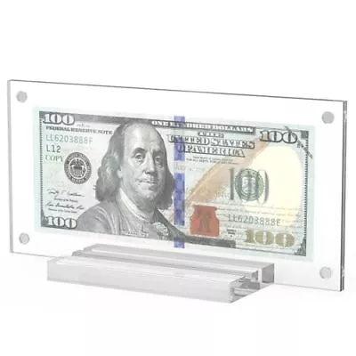 Acrylic Currency Holder Self Standing Dollar Bill Frame For Collectors Ticket • $21.15