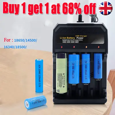 USB 4 Slot Li-ion Batteries Charger 3.7V For 4 Rechargeable Batteries • £5.89